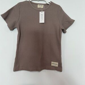 Pottery Barn Kids Brown Ribbed Short Sleeve and short set